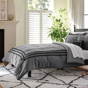 8pc Queen Applique Border Comforter and Sheet Set Gray - Threshold